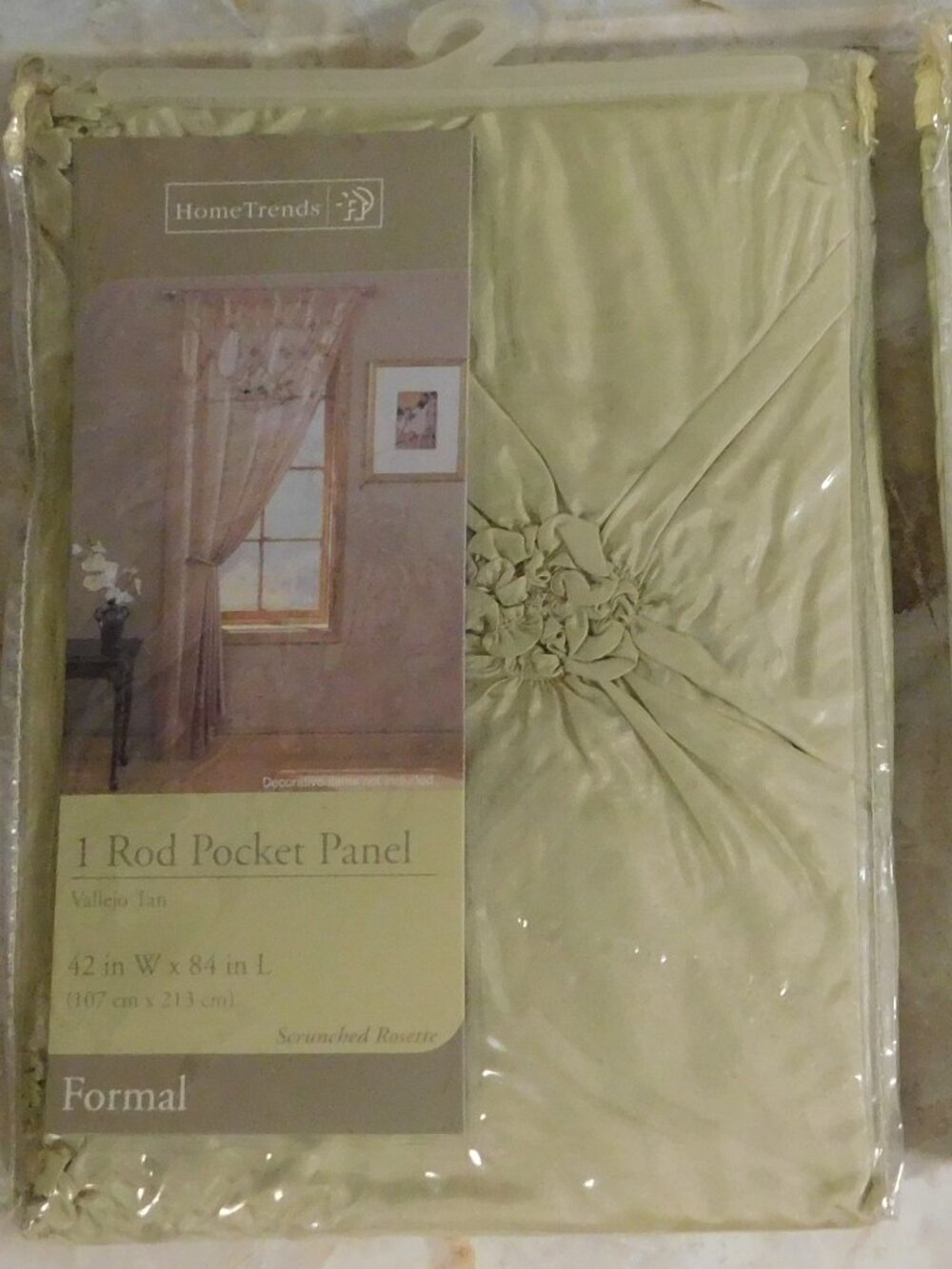 (2) Home Trends Rod Pocket Panel Vallejo Tan Scrunched Rosette NIP 42" x 84" L